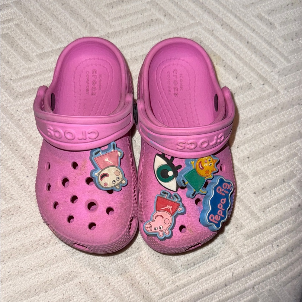 CROCS Kids Pink Sandals with Cartoon Charms